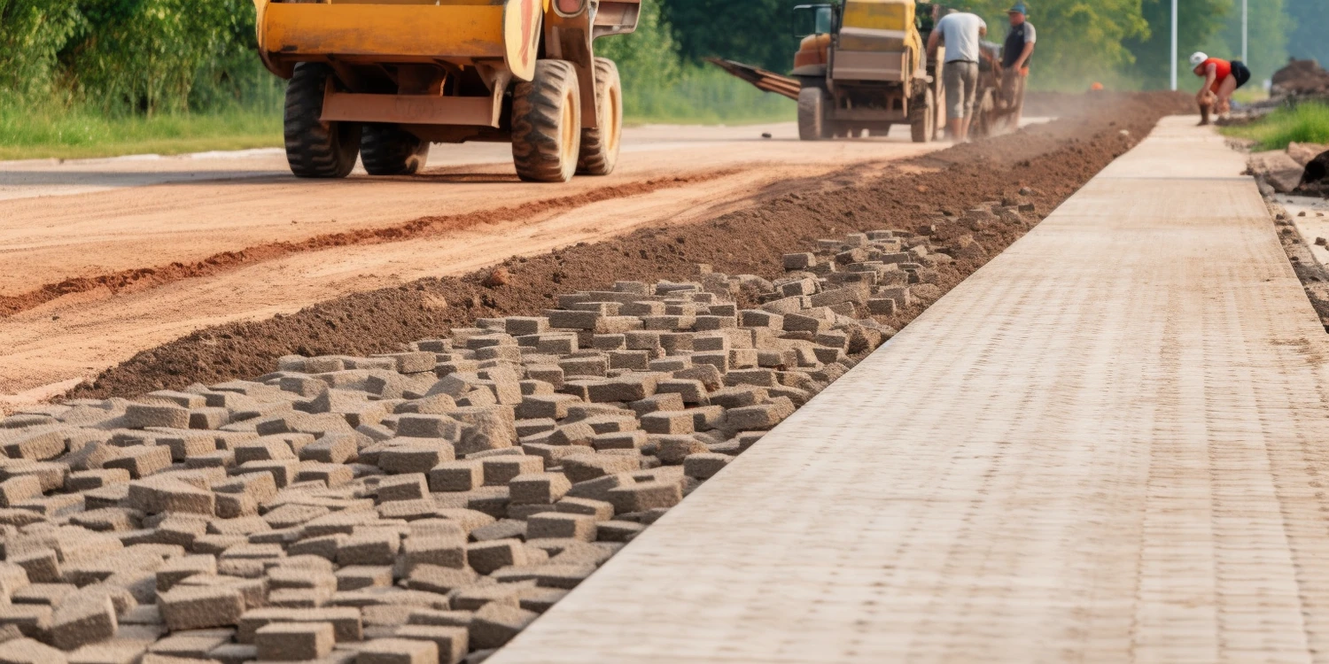 Proces układania powierzchni przy użyciu kostki brukowej